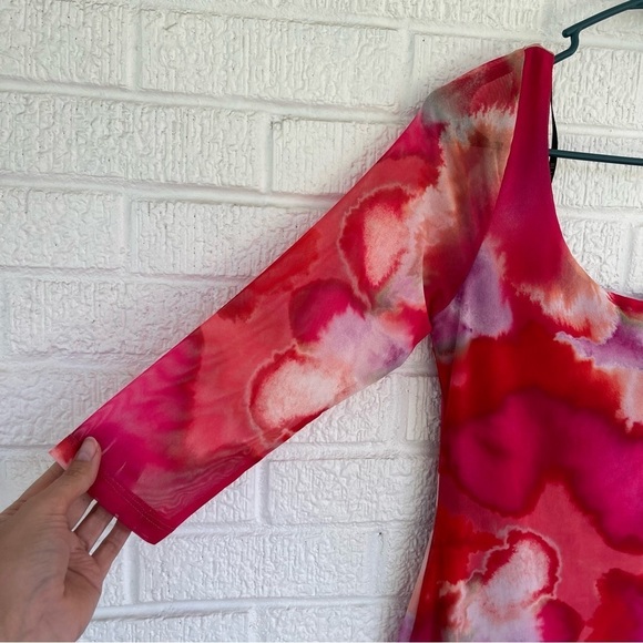 NEW Black Halo Udele Sheath Dress Printed Mesh Stretch Pink Medium NWT - Picture 4 of 9